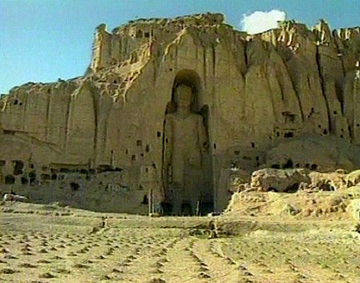 The 114-foot tall Shahmama buddha at Bamiyan, Afghanistan