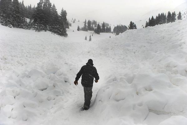 Avalanche Debris from the deadly avalanche on Saturday.  photo