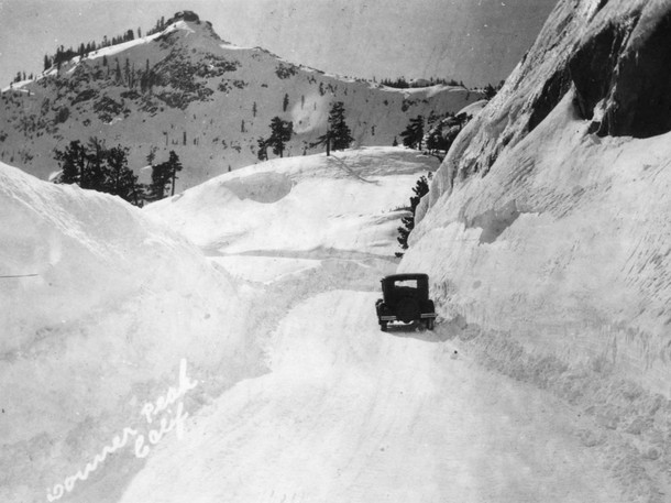 Old Donner Summit highway after a big storm