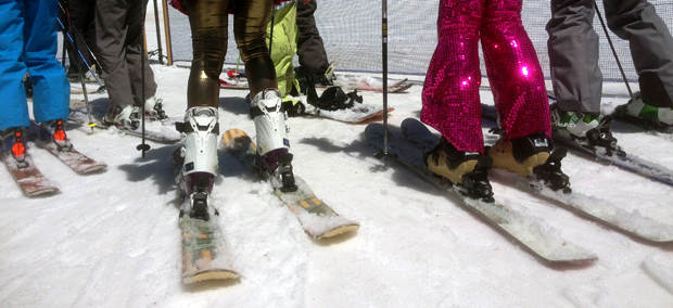 Electric leggings.  Great costumes all day yesterday at Squaw