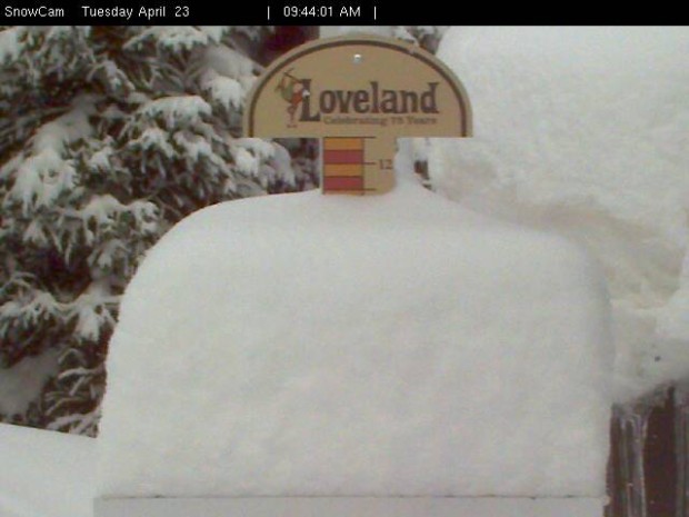 Snow stick at Loveland, CO today at 10am
