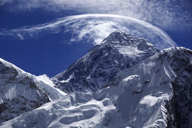 Everest with forming clouds