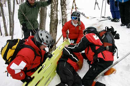 ski patrol training exercise.