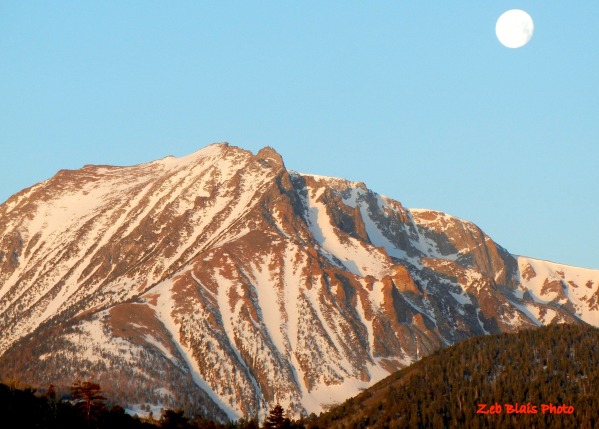 Moonrise over East Peak at the end of the Dana Plateau.  April 30, 2013