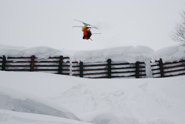 Lincoln Loop Japanese avalanche fence.  Cortina, Japan.  Jake Cohn.  photo: miles clark