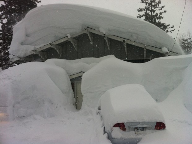 Deep snow on Sandy way, Squaw Valley, CA in 2011.  photo: miles clark