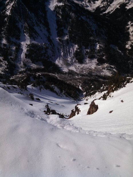 Looking down the south face of Little Pine.  Photo: Kyler Roush
