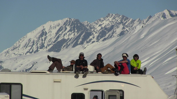 AK RV living on Thompson Pass, Valdez, Alaska 2012.  photo: miles clark