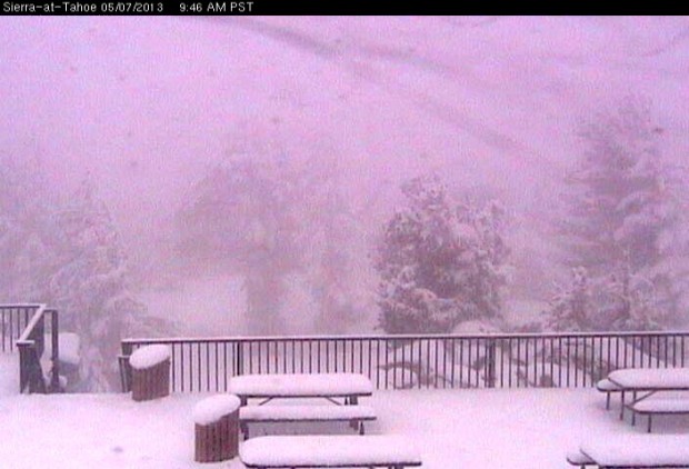 Sierra at Tahoe today at 8:45am.  6+ inches....