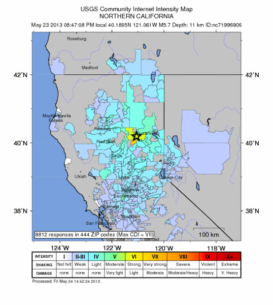 Northern California Earthquake yesterday