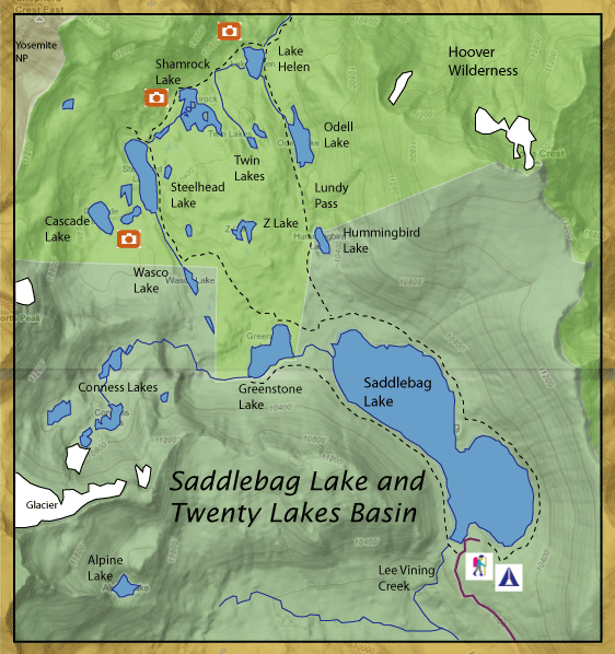 Saddlebag lake area map