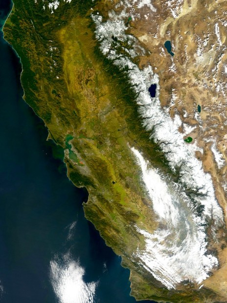 Big Snow Year!  California Sierra Nevada from Space