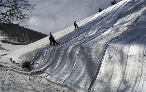 Sochi snow storage system at Rosa Khutor ski resort on April 5th.  Photo:  Natailya Vasilyeva/AP