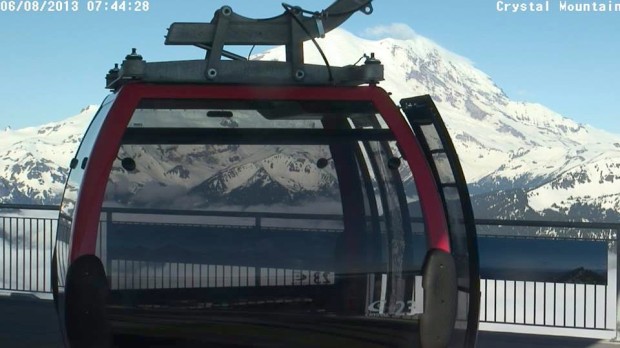 Crystal mountain gondola and Mt. Rainier