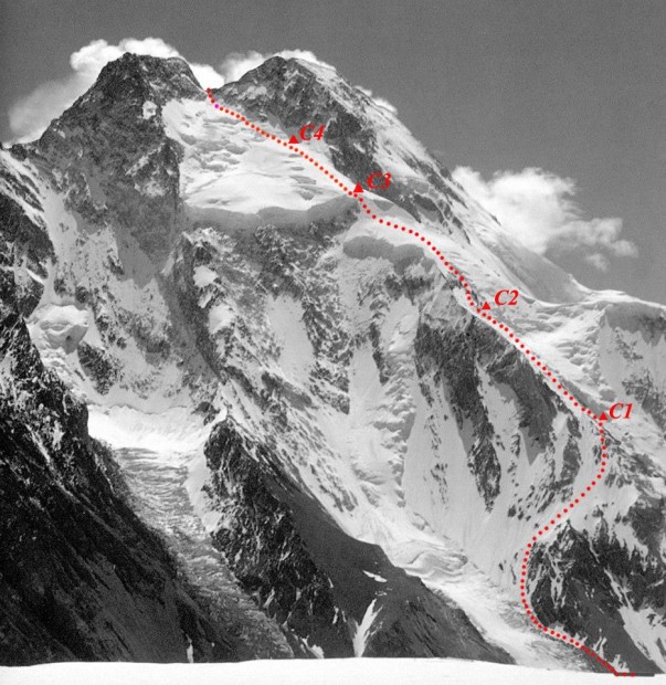 Standard Route on Broad Peak the the 3 climbers planed to descend