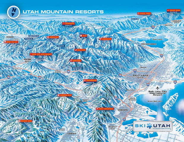 Utah ski resort map showing PCMR and Canyons side by side