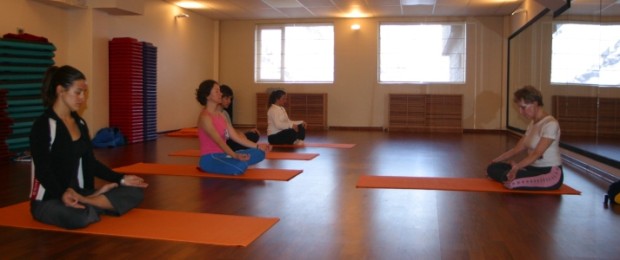 Evening yoga class in Portillo's yoga room.