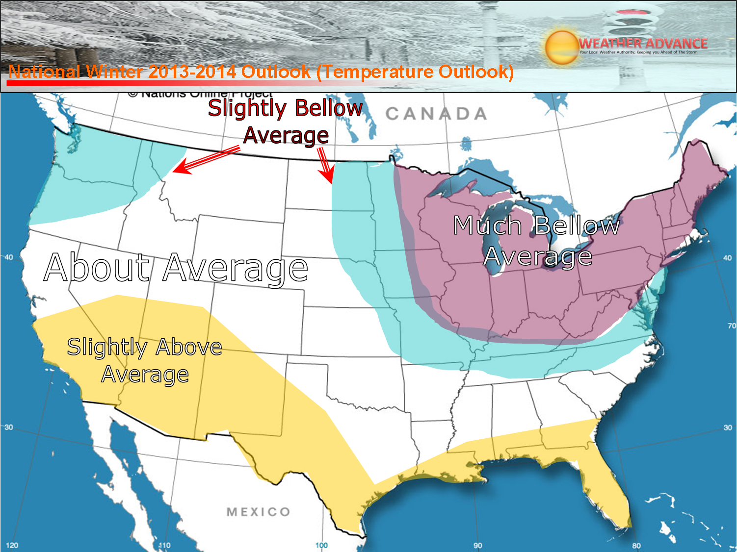 USA Winter Weather Forecast For 2014 From WeatherAdvance SnowBrains