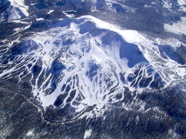 Aerial photo of Mammoth Mountain, CA.
