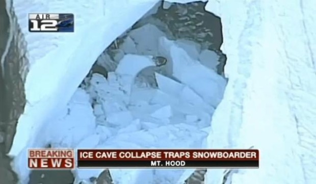 Ice cave image from heli yesterday.