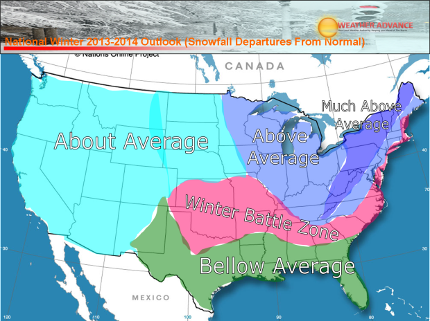 weatheradvance.com winter weather snowfall forecast for 2014 