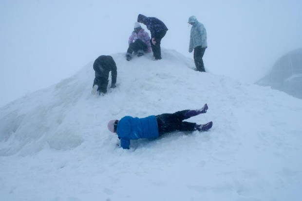 People enjoying being snowed in at Mt. Hutt