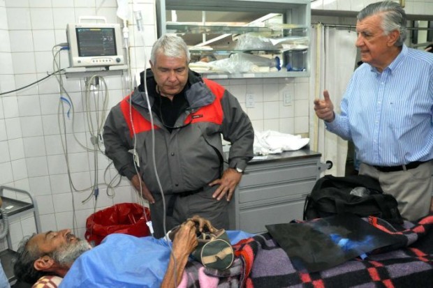 Raul at hospital after being rescued from Andean mountain hut.  photo:  AFT