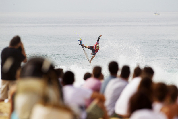 John John Florence lights it up for the crowd at the Pro France