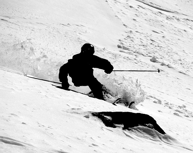 Aussie Joe in some of the late afternoon sun-cooked pow.  photo:  snowbrains.com