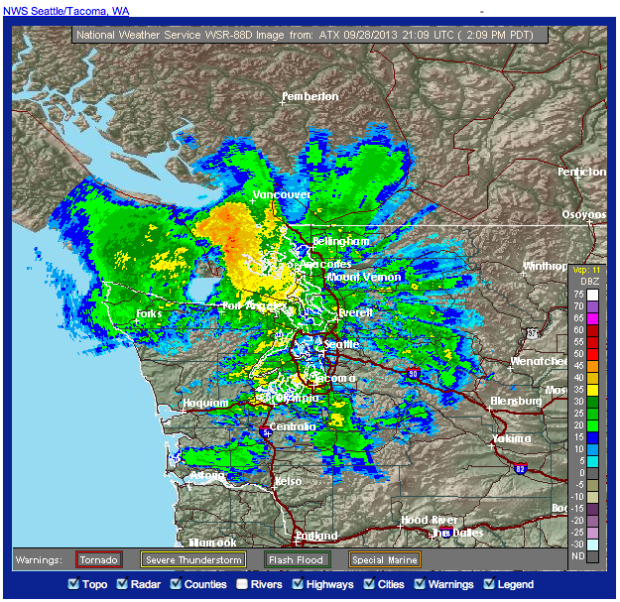 Radar of WA at 2:15pm, September 28th, 2013.
