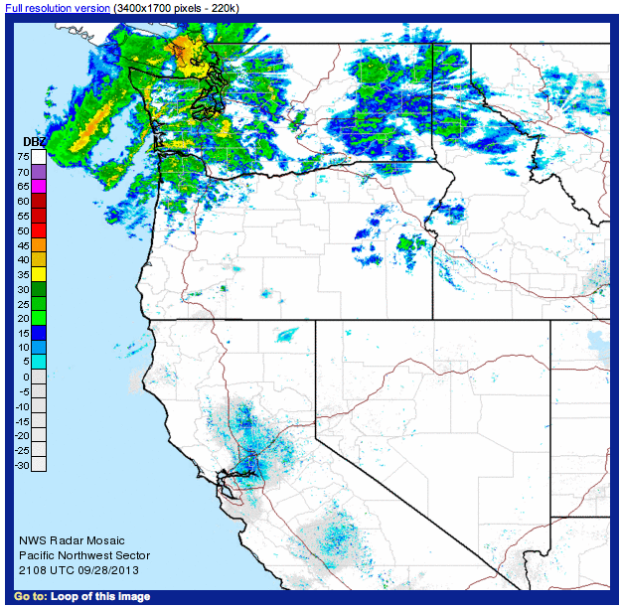 Radar of WA at 2:15pm, September 28th, 2013.