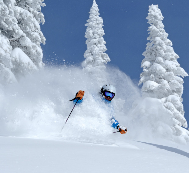 Skier Enjoys Chest High Powder in Steamboat Springs, Colorado