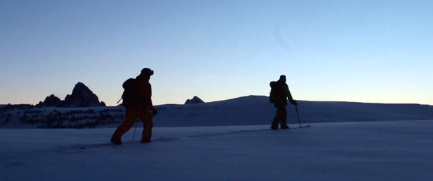 Skinning up at dawn in the Tetons