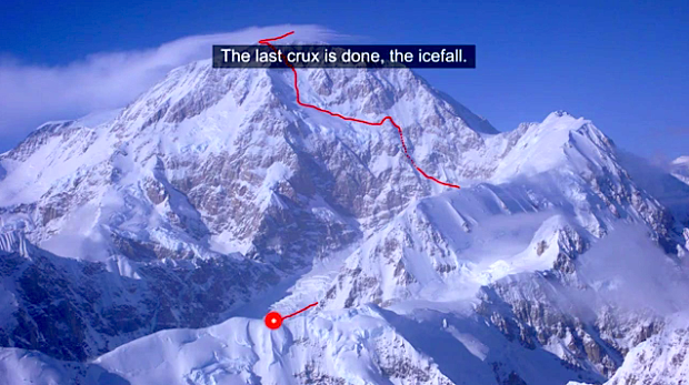 Andreas' route down the South Face of Denali, AK.