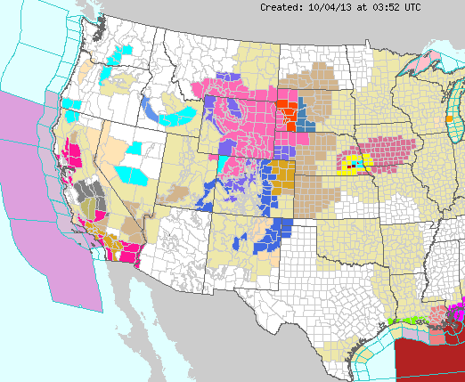 pink winter storm warnings as of today shown in pink in WY, CO, MT
