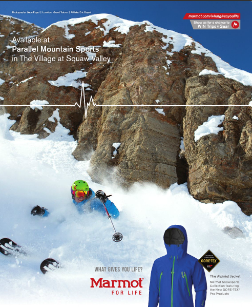 SnowBrains co-founder Eric Bryant display expensive dental work in Squaw Magazine.