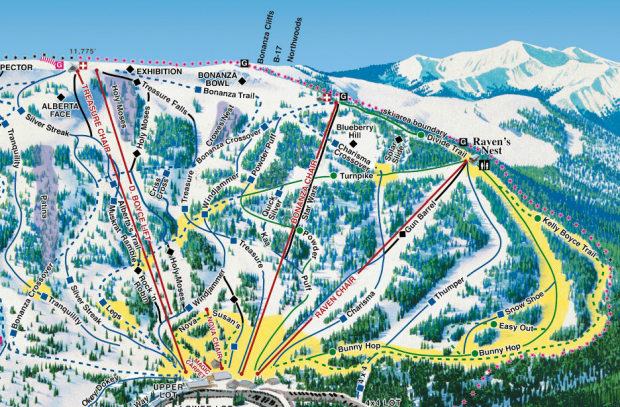 Trail map showing Nova and Bonanza chairs that will open this weekend.