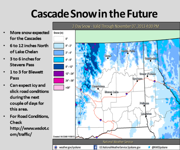 Cascade snowfall map