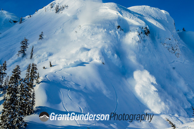 Heli avalanche control at Mt. Baker, WA.  photo:  grant gunderson