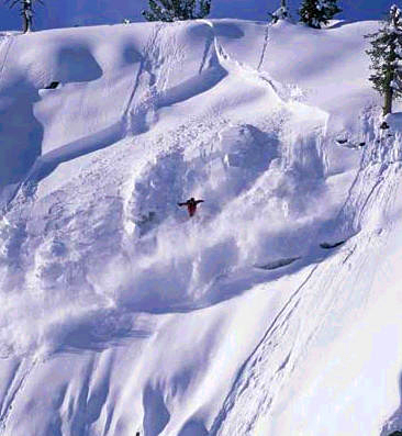 Skier in avalanche