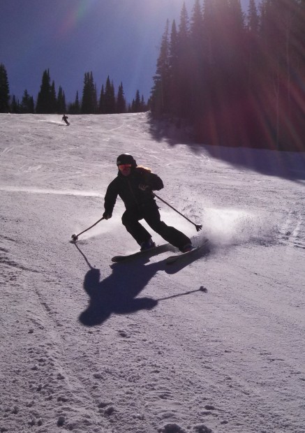 Liberty Skis athlete Jacqueline K. ripped open groomers all day prepping for this winter.