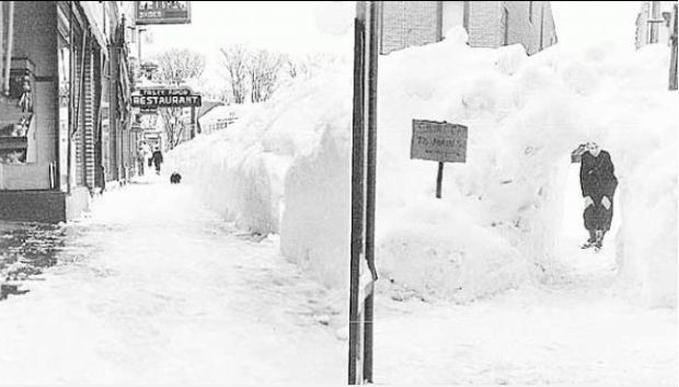 Boonville, NY.  They had to resort to snow tunnels in the Snowstorm of 1943.