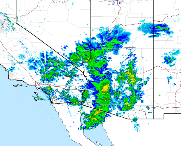 Southwest USA radar showing storm hitting at 10:45am PST.