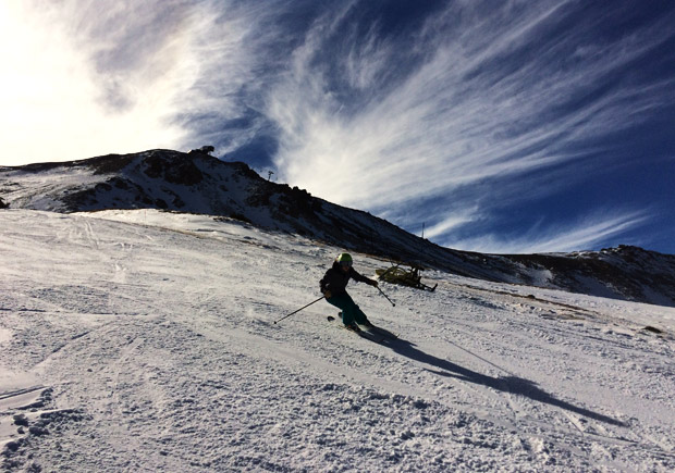 Michelle Delumyea getting her afternoon ski schralp on