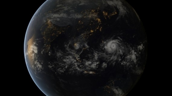 Wide-angle satellite image showing Super Typhoon Haiyan approach the Philippines. Credit: Facebook/EUMETSAT.