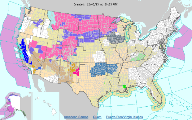 Look how many Winter Storm Warnings [in PINK] are issued!