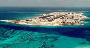 Sky view of Atoll and barrels of Agent Orange