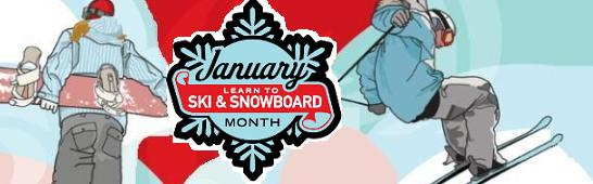 Learn to ski and snowboard month logo