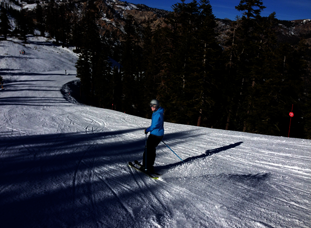 Michael Bryant smiling while skiing at Squaw