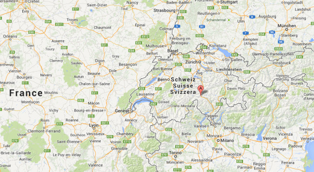 Location of avalanche in Switzerland on Sunday